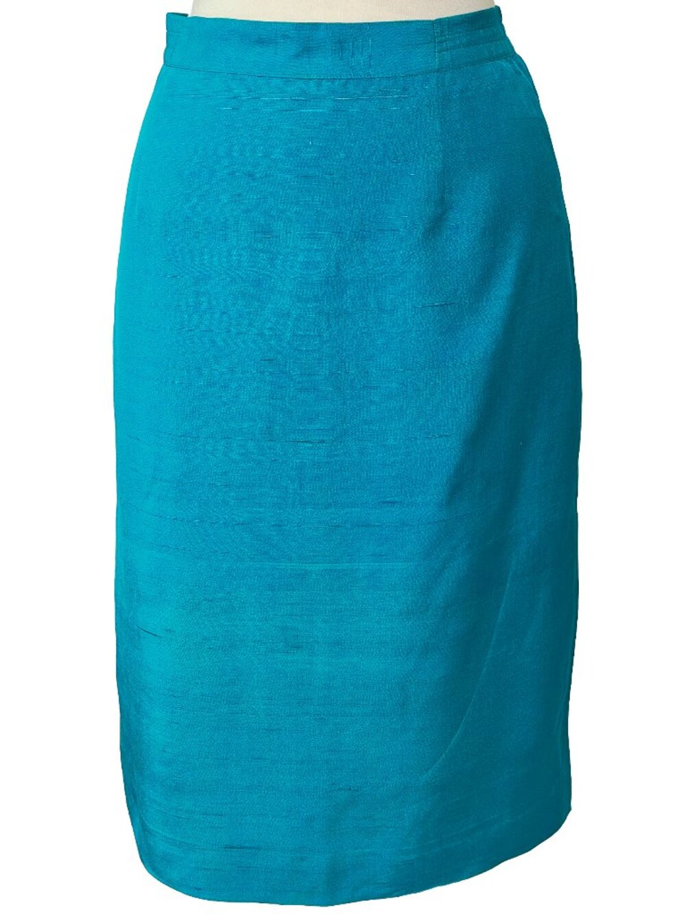 Adrianna Papell 100% Silk Pencil Skirt Teal Petite 6P
